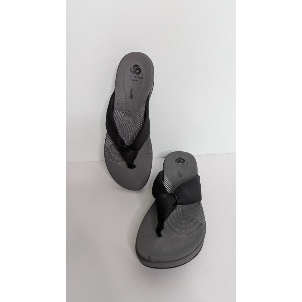 Clarks Shoes Women's 9M Arla Glison Flip-Flops Thong Sandal Cloudsteppers Black - Picture 2 of 8